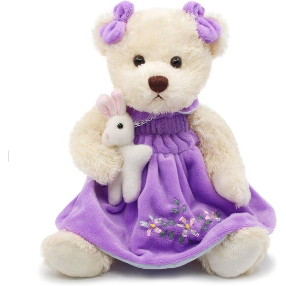 10" Oitscute Purple Small Teddy Bear with Cloth Stuffed Animal Soft Plush Toy - Picture 1 of 5